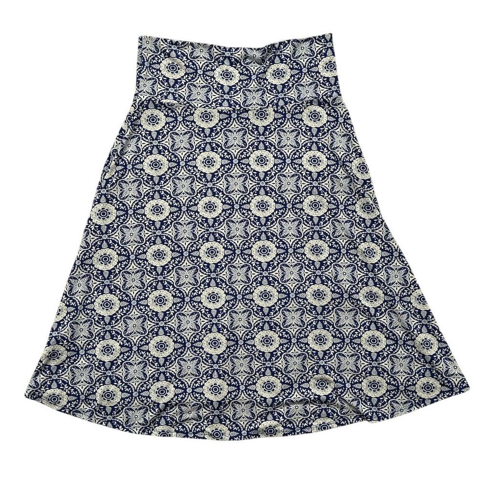 LuLaRoe Women's A-Line Knee Length Skirt Blue Paisley Size L